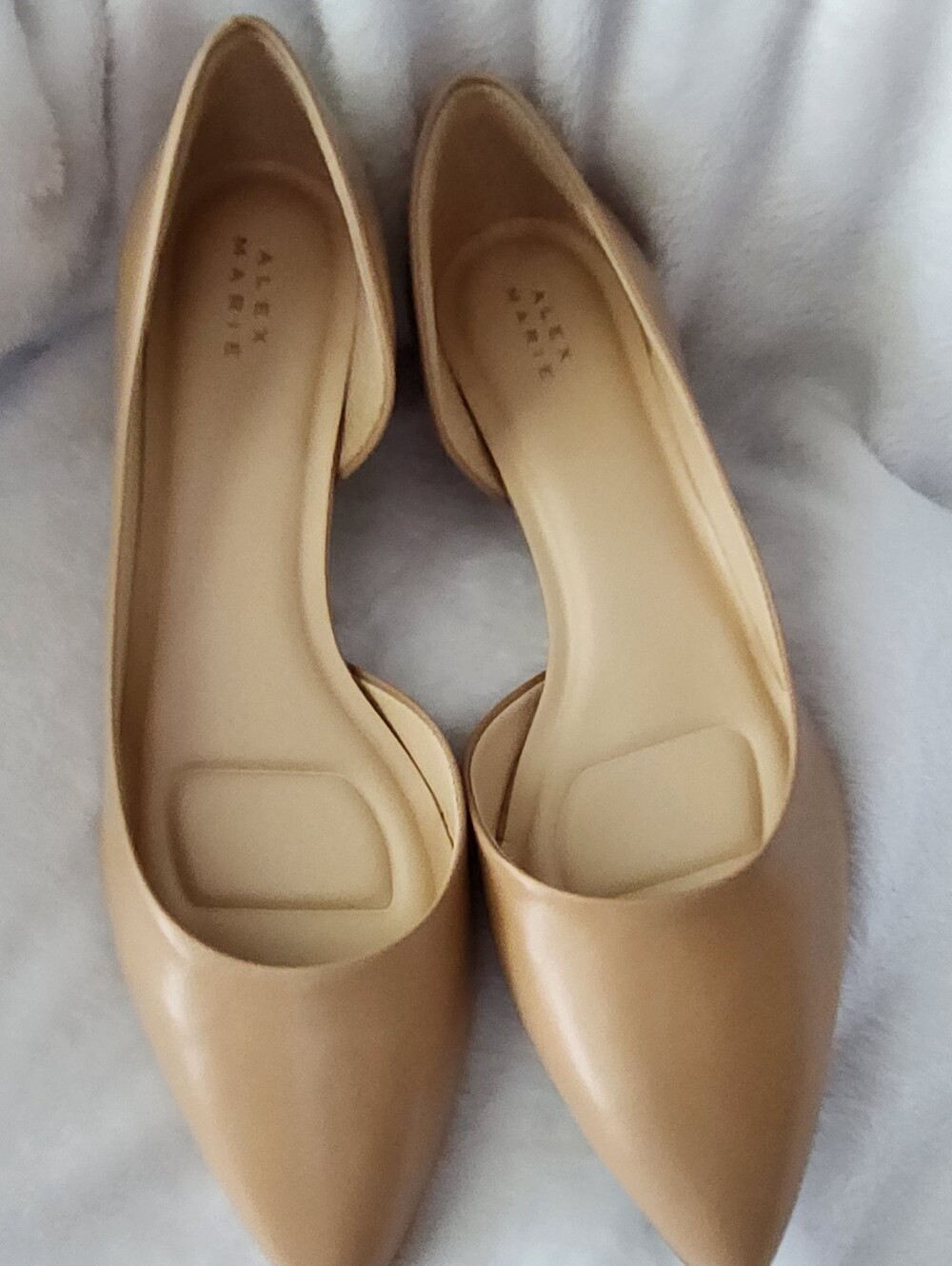 Alex Marie Beige Pointed-Toe D'Orsay Flats